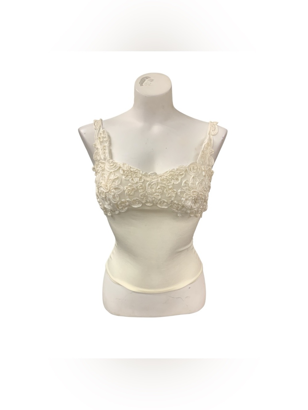 Lace Appliqué Bralette in Cream Size S